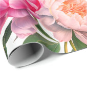 Pink Peonies Floral Vrijgezellenfeest Cadeaupapier (Rol Hoek)