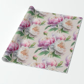 Pink Peonies Floral Vrijgezellenfeest Cadeaupapier (Uitgerold)