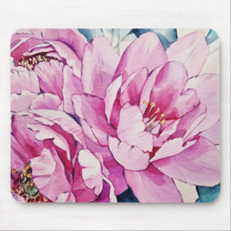 Pink Peonies Floral Waterverf Art Mousepad Muismat