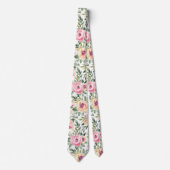 Pink Peonies Floral Waterverf Flowers Necktie Stropdas (Voorkant)