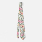 Pink Peonies Floral Waterverf Flowers Necktie Stropdas (Achterkant)