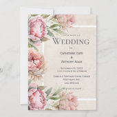 Pink Peonies Floral Waterverf Weddenschap Kaart (Voorkant)