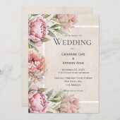Pink Peonies Floral Waterverf Weddenschap Kaart (Voorkant / Achterkant)
