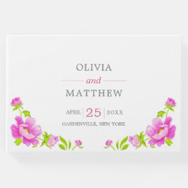 Pink Peonies Floral Wedding Guest Book Gastenboek
