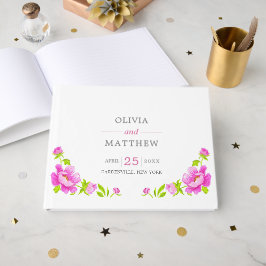 Pink Peonies Floral Wedding Guest Book Gastenboek