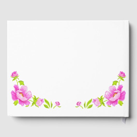 Pink Peonies Floral Wedding Guest Book Gastenboek (Achterkant)