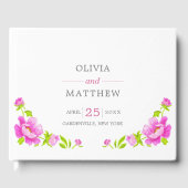 Pink Peonies Floral Wedding Guest Book Gastenboek (Voorkant)
