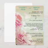 Pink Peonies Floral Wedding Kaart (Voorkant / Achterkant)