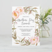 Pink Peonies Floral Wreate Moederdag Brunch Kaart (Staand voorkant)