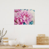 Pink Peonies Florence Waterverf Art Poster Paper (Keuken)
