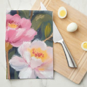 Pink Peonies Flower Bouquet Watercolor Theedoek (Quarter Fold)