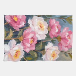 Pink Peonies Flower Bouquet Watercolor Theedoek