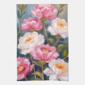 Pink Peonies Flower Bouquet Watercolor Theedoek (Verticaal)