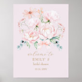 Pink Peonies Garden Vrijgezellenfeest Welkom Poster (Voorkant)