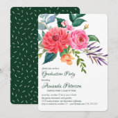 Pink Peonies Greenery Flower Afstuderen Invitation Kaart