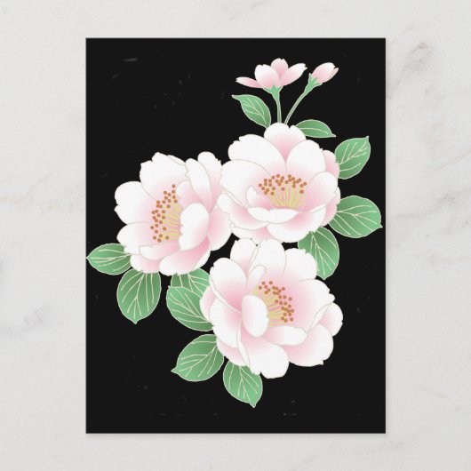 Pink Peonies Japanse Floral Kimono Briefkaart (Voorkant)