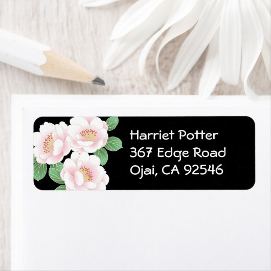 Pink Peonies Japanse Floral Kimono Etiket (Insitu)