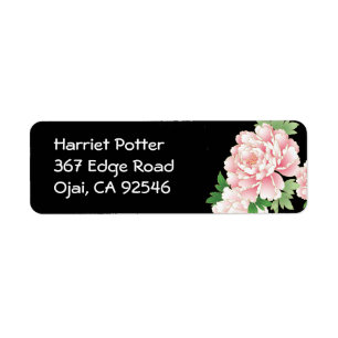 Pink Peonies Japanse Floral Kimono Etiket