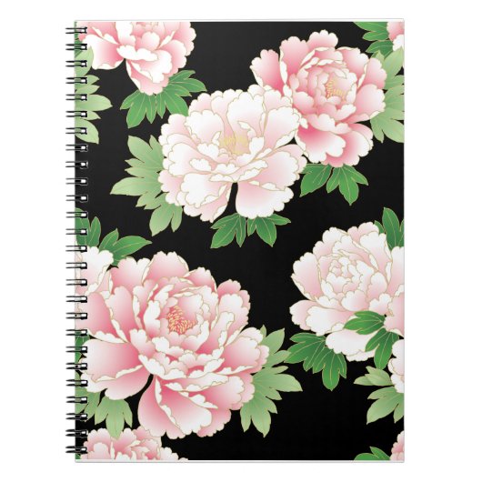 Pink Peonies Japanse Floral Kimono Notitieboek (Voorkant)