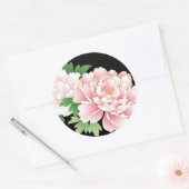 Pink Peonies Japanse Floral Kimono Ronde Sticker (Envelop)