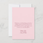Pink Peonies Love & Thanks Photo & Note Wedding Bedankkaart (Achterkant)