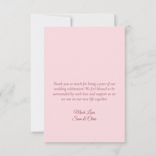 Pink Peonies Love & Thanks Photo & Note Wedding Bedankkaart (Achterkant)