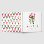 Pink Peonies Mason Jar Bridal Shower Gastenboek (Volledig)