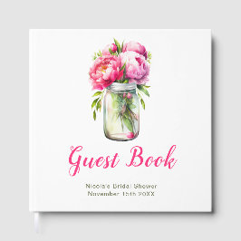 Pink Peonies Mason Jar Bridal Shower Gastenboek