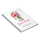 Pink Peonies Mason Jar Bridal Shower Guest Book Notitieboek (Rechterzijde)