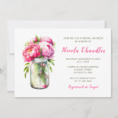 Pink Peonies Mason Jar Vrijgezellenfeest Kaart (Voorkant)