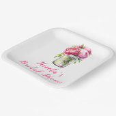 Pink Peonies Mason Jar Vrijgezellenfeest Papieren Bordje (Gebogen)