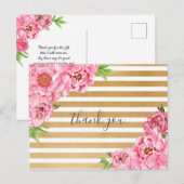 Pink Peonies meisje baby shower gedicht bedankt Briefkaart (Voorkant / Achterkant)