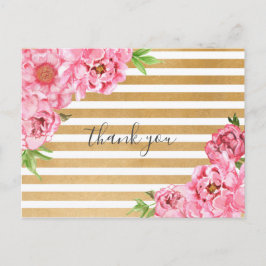 Pink Peonies meisje baby shower gedicht bedankt Briefkaart