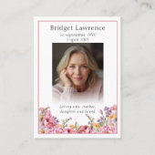 Pink Peonies Memorial Photo Psalm 23 Prayer Card Visitekaartje (Voorkant)