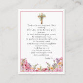Pink Peonies Memorial Photo Psalm 23 Prayer Card Visitekaartje (Achterkant)