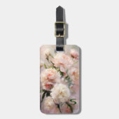 Pink Peonies Monogram Name Personalized Bagagelabel (Voorkant verticaal)