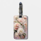 Pink Peonies Monogram Name Personalized Bagagelabel (Achterkant verticaal)