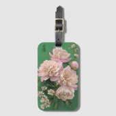 Pink Peonies Monogram Name Personalized Bagagelabel (Voorkant (verticaal))