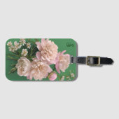 Pink Peonies Monogram Name Personalized Bagagelabel (Voorkant (horizontaal))