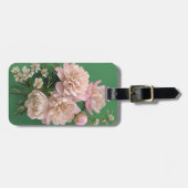 Pink Peonies Monogram Name Personalized Bagagelabel (Voorkant horizontaal)