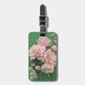 Pink Peonies Monogram Name Personalized Bagagelabel (Voorkant verticaal)