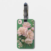 Pink Peonies Monogram Name Personalized Bagagelabel (Achterkant verticaal)
