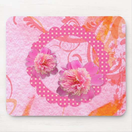 Pink Peonies Mousepad Muismat (Voorkant)