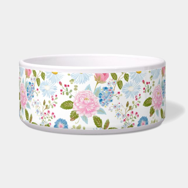 Pink Peonies Pattern  Voerbakje (Voorkant)