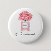 Pink Peonies & Perfume Jr. Bridesmaid Ronde Button 5,7 Cm (Voorkant)