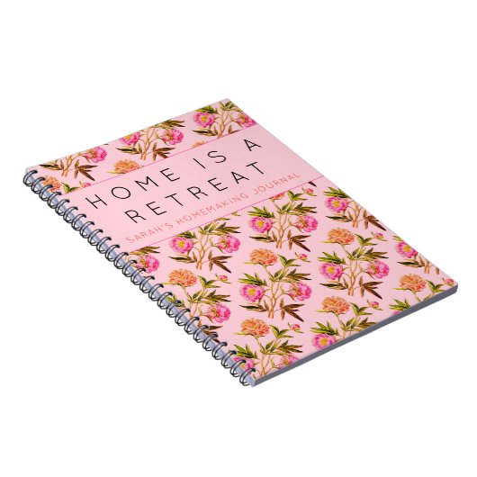 Pink Peonies Personal Homemaking Journal Notitieboek (Rechterzijde)