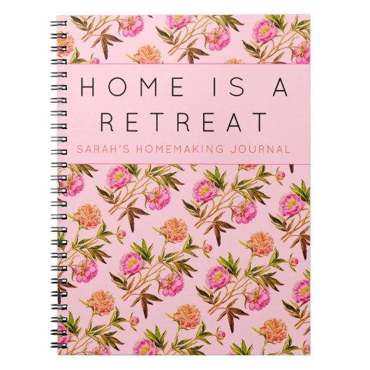 Pink Peonies Personal Homemaking Journal Notitieboek (Voorkant)