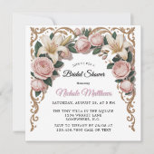 Pink Peonies Rococo Lijst Vrijgezellenfeest Kaart (Voorkant)