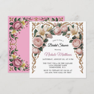 Pink Peonies Rococo Lijst Vrijgezellenfeest Kaart