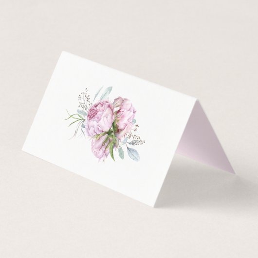 Pink Peonies Sage Greenery Wedding Kaart (Achterkant)